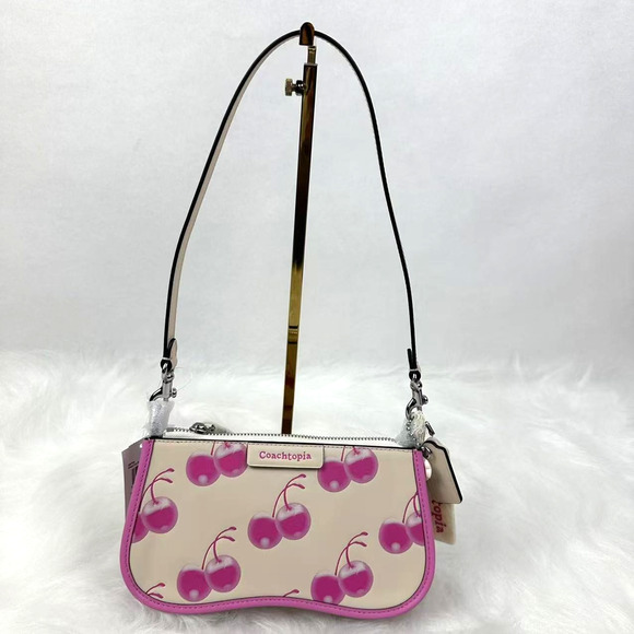 Coach Turned Pretty™ Small Wavy Shoulder Bag In Coachtopia Leather Cherry Print - Picture 1 of 7